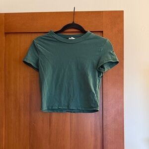 H&M Forest Green Women's Crop Top Baby Tee